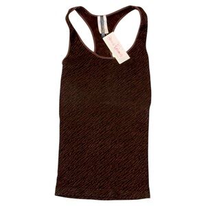 Juniors Girls’ OSFM 8-14 black brown animal print seemless racerback tank NEW